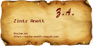 Zintz Anett névjegykártya